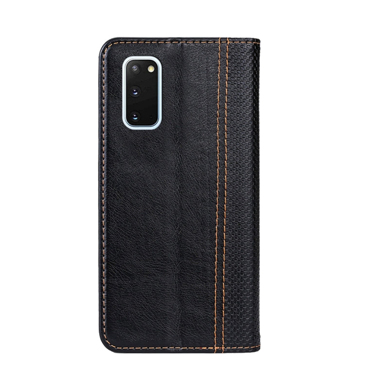 For Samsung Galaxy S20 Grid Texture Magnetic PU + TPU Horizontal Flip Leather Case with Holder & Card Slot
