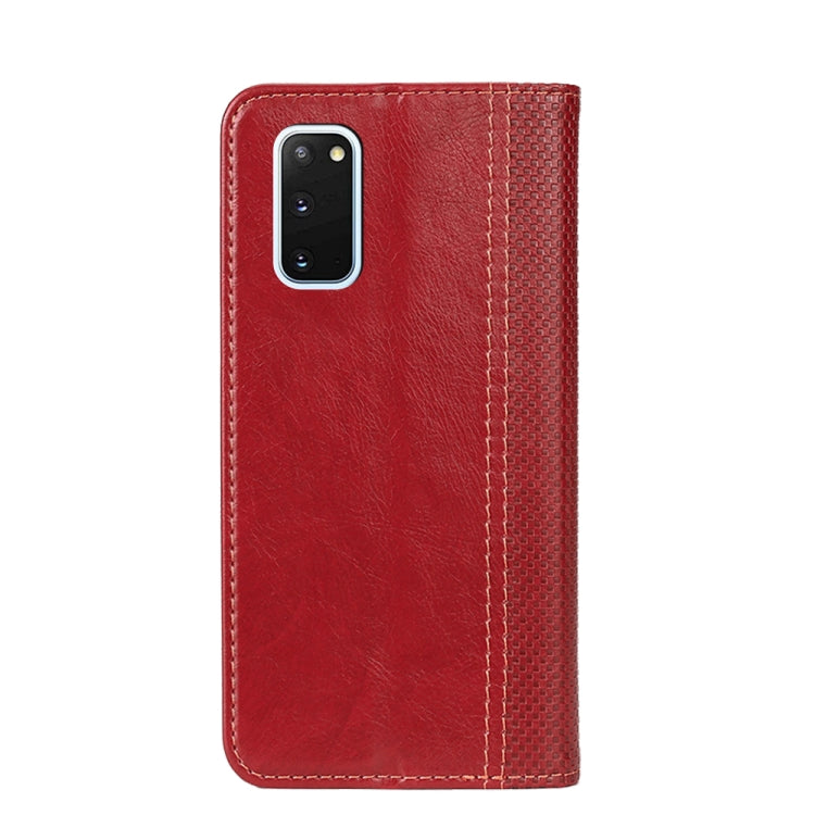 For Samsung Galaxy S20 Grid Texture Magnetic PU + TPU Horizontal Flip Leather Case with Holder & Card Slot