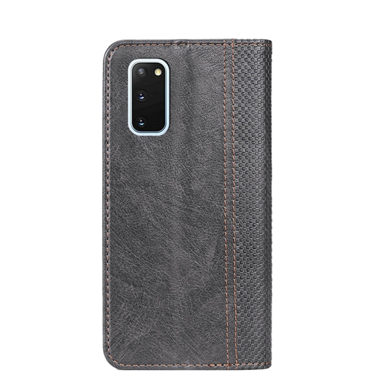 For Samsung Galaxy S20 Grid Texture Magnetic PU + TPU Horizontal Flip Leather Case with Holder & Card Slot