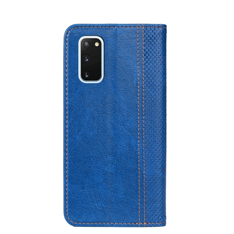 For Samsung Galaxy S20 Grid Texture Magnetic PU + TPU Horizontal Flip Leather Case with Holder & Card Slot