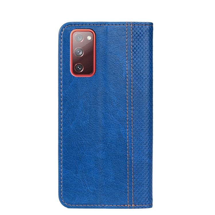 For Samsung Galaxy S20 FE Grid Texture Magnetic PU + TPU Horizontal Flip Leather Case with Holder & Card Slot