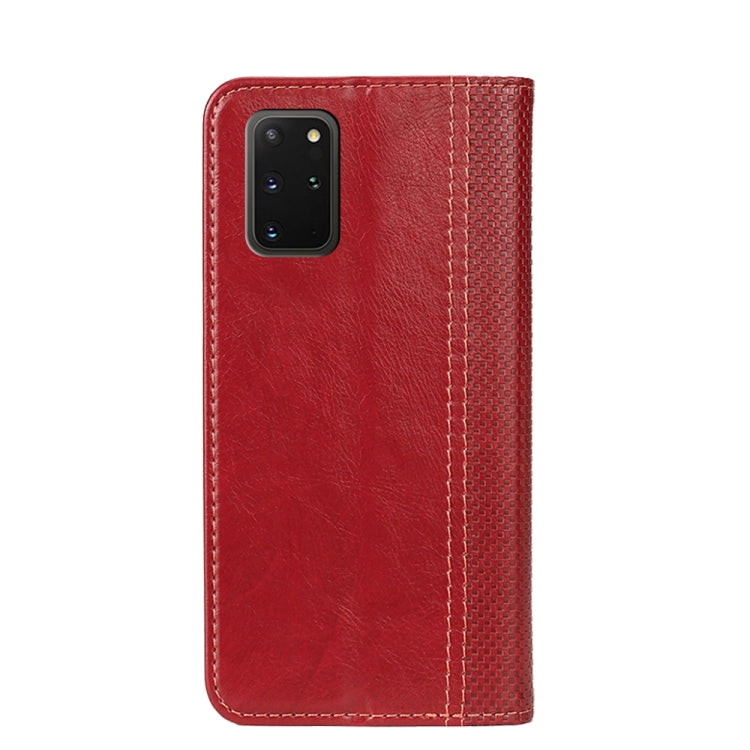 For Samsung Galaxy S20+ Grid Texture Magnetic PU + TPU Horizontal Flip Leather Case with Holder & Card Slot