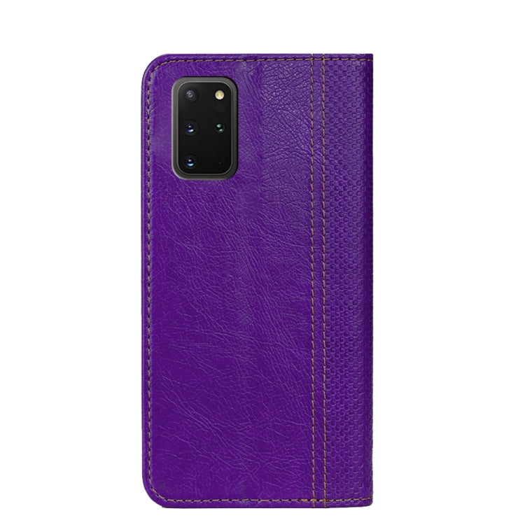 For Samsung Galaxy S20+ Grid Texture Magnetic PU + TPU Horizontal Flip Leather Case with Holder & Card Slot
