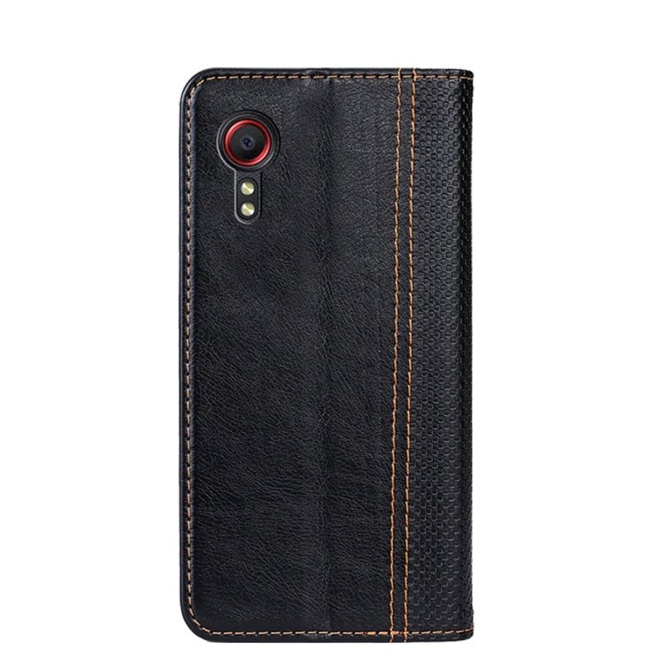 For Samsung Galaxy Xcover 5 Grid Texture Magnetic PU + TPU Horizontal Flip Leather Case with Holder & Card Slot
