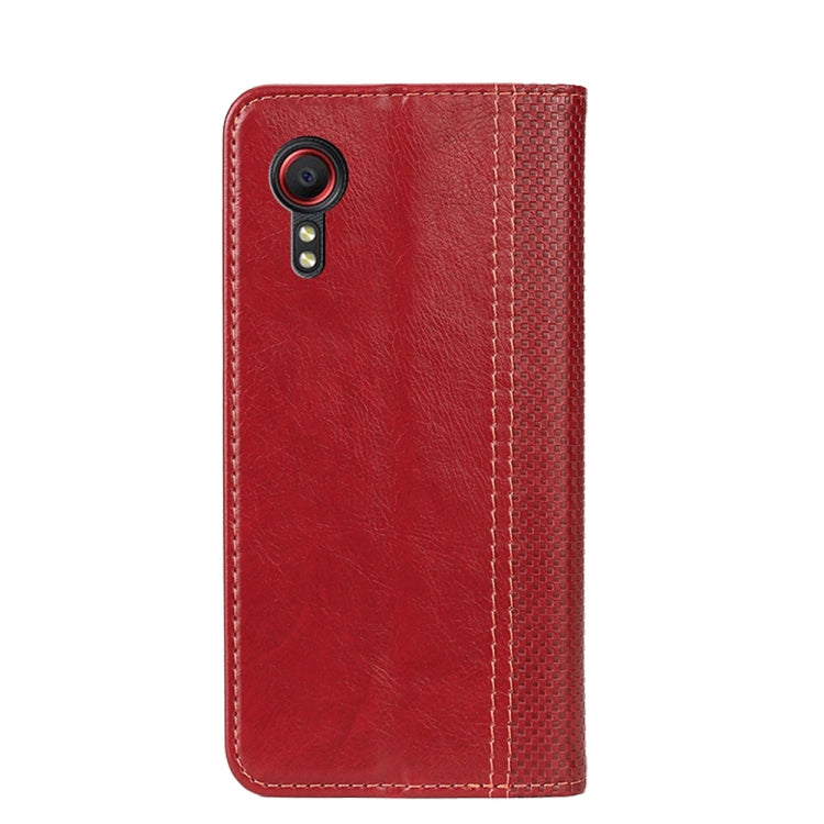 For Samsung Galaxy Xcover 5 Grid Texture Magnetic PU + TPU Horizontal Flip Leather Case with Holder & Card Slot