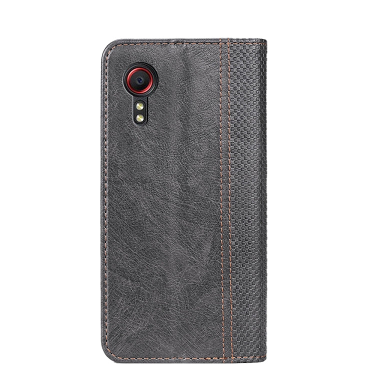 For Samsung Galaxy Xcover 5 Grid Texture Magnetic PU + TPU Horizontal Flip Leather Case with Holder & Card Slot