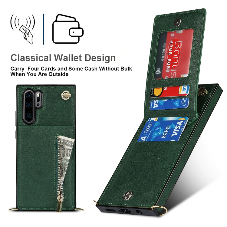 For Huawei P30 Pro Cross-body Zipper Square TPU+PU Back Cover Case with Holder & Card Slots & Wallet & Strap