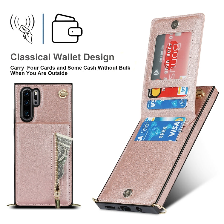 For Huawei P30 Pro Cross-body Zipper Square TPU+PU Back Cover Case with Holder & Card Slots & Wallet & Strap