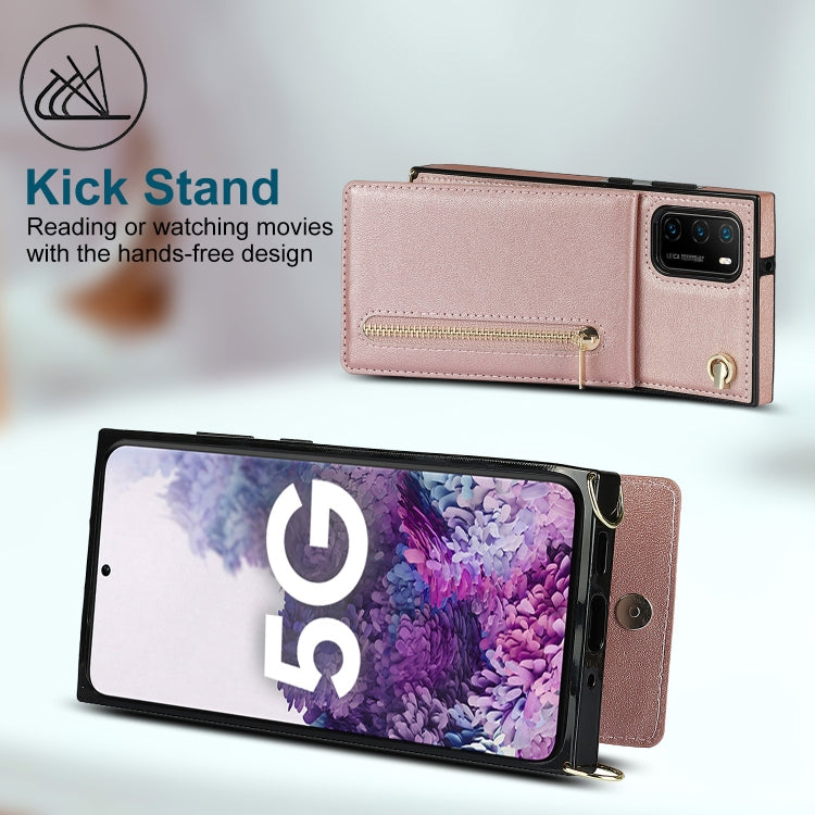 For Huawei P40 Pro Cross-body Zipper Square TPU+PU Back Cover Case with Holder & Card Slots & Wallet & Strap