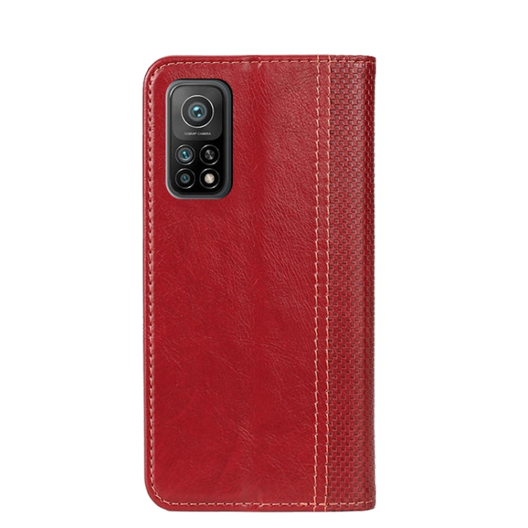 For Xiaomi Mi 10T 5G Grid Texture Magnetic PU + TPU Horizontal Flip Leather Case with Holder & Card Slot