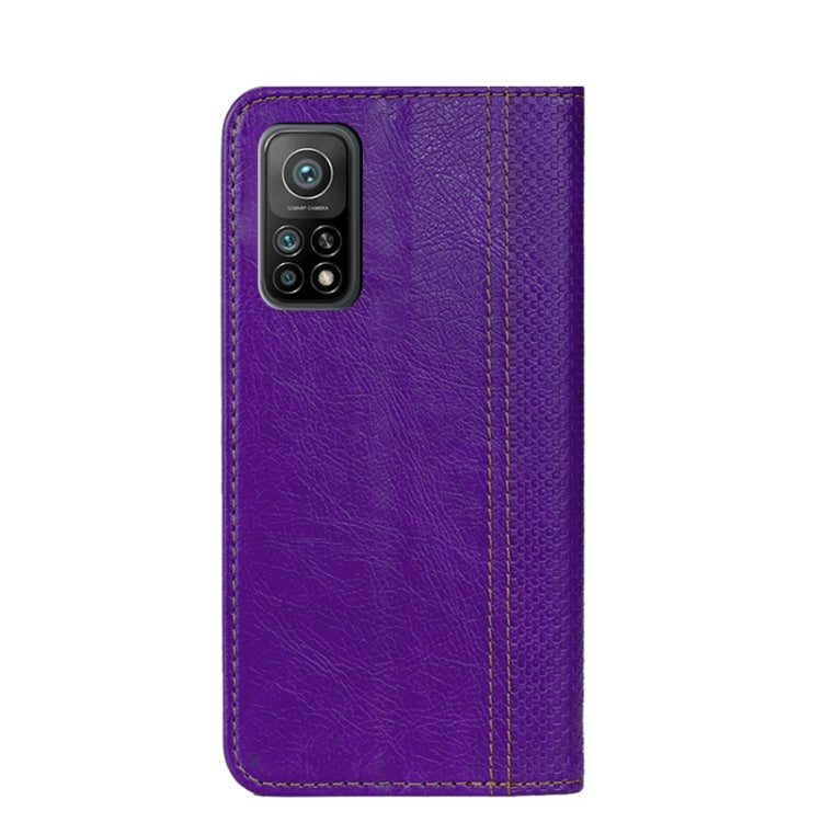 For Xiaomi Mi 10T 5G Grid Texture Magnetic PU + TPU Horizontal Flip Leather Case with Holder & Card Slot