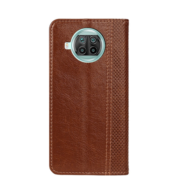 For Xiaomi Redmi Note 9 Pro 5G Grid Texture Magnetic PU + TPU Horizontal Flip Leather Case with Holder & Card Slot