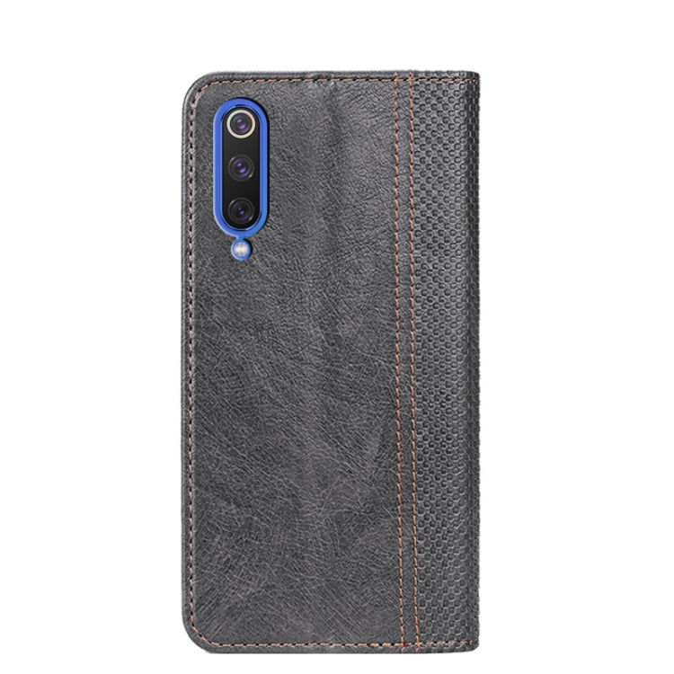 For Xiaomi Mi 9 SE Grid Texture Magnetic PU + TPU Horizontal Flip Leather Case with Holder & Card Slot