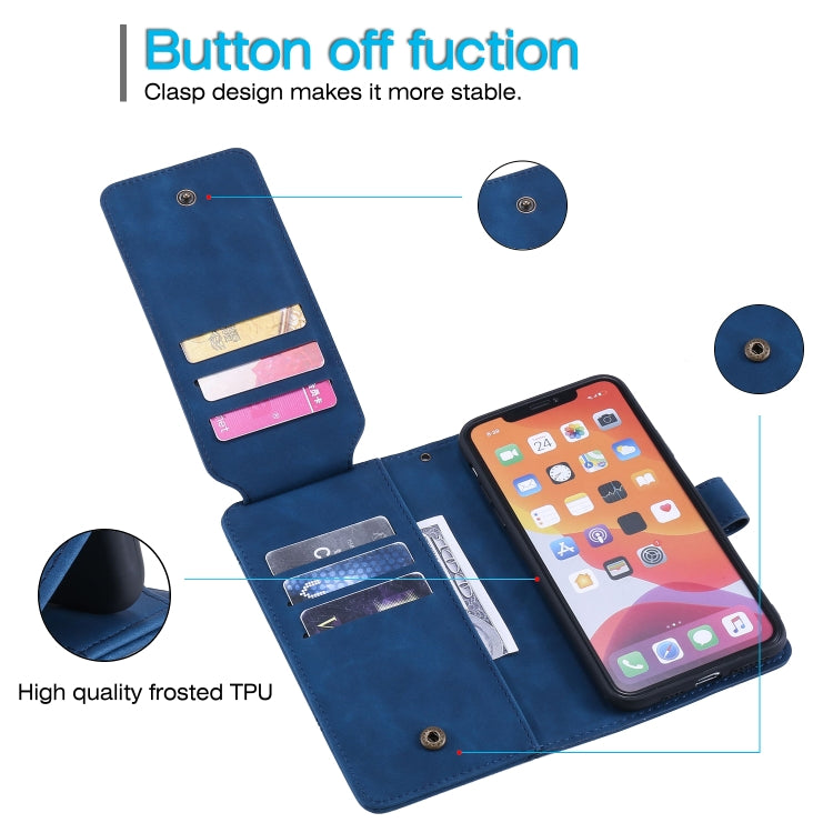 For iPhone 11 Skin Feel Business Horizontal Flip PU Leather Case with Holder & Multi-Card Slots & Wallet & Lanyard & Photo Frame