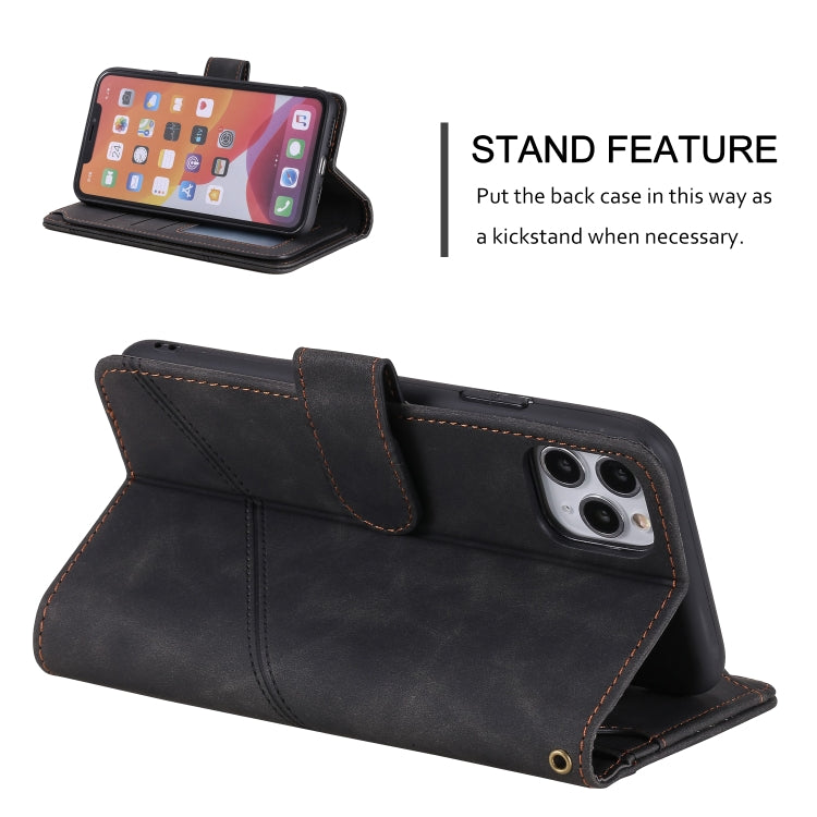 For iPhone 11 Pro Skin Feel Business Horizontal Flip PU Leather Case with Holder & Multi-Card Slots & Wallet & Lanyard & Photo Frame