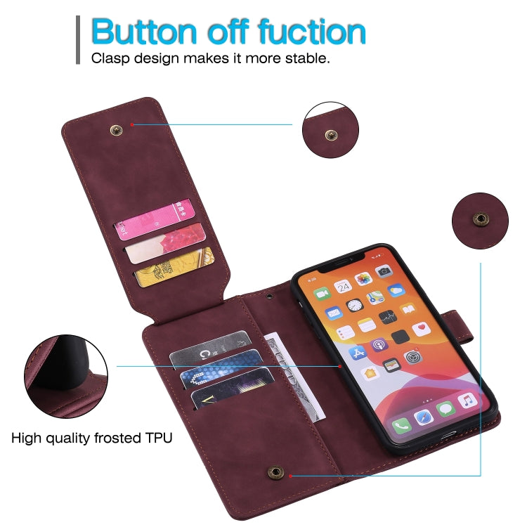 For iPhone 11 Pro Skin Feel Business Horizontal Flip PU Leather Case with Holder & Multi-Card Slots & Wallet & Lanyard & Photo Frame