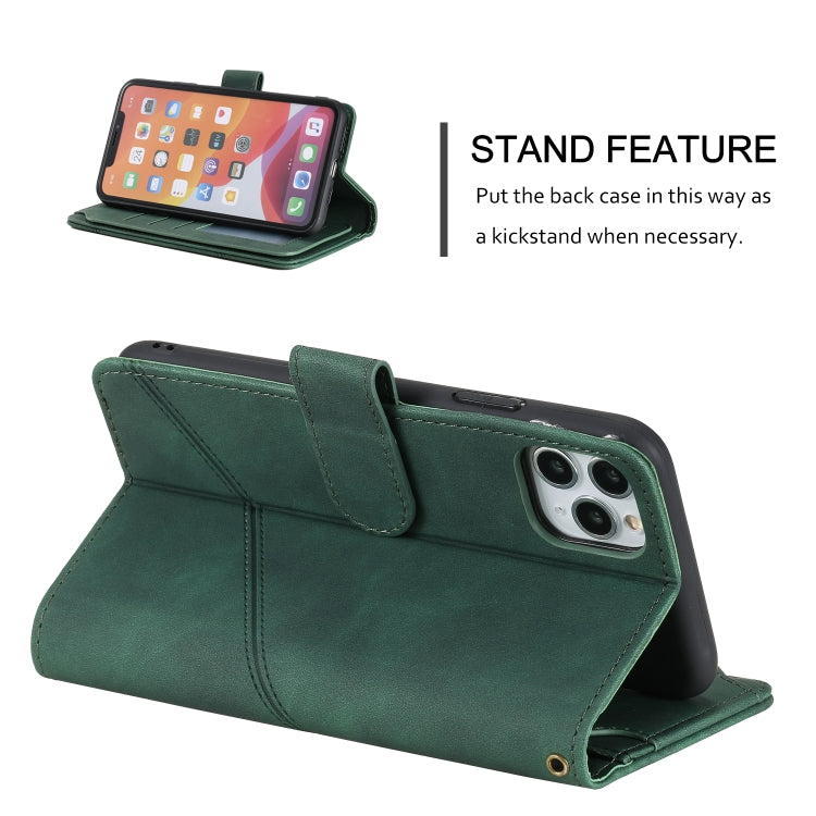 For iPhone 11 Pro Skin Feel Business Horizontal Flip PU Leather Case with Holder & Multi-Card Slots & Wallet & Lanyard & Photo Frame