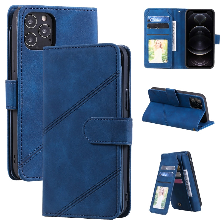 For iPhone 12 / 12 Pro Skin Feel Business Horizontal Flip PU Leather Case with Holder & Multi-Card Slots & Wallet & Lanyard & Photo Frame