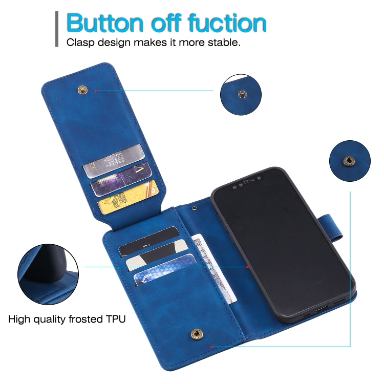 For iPhone 12 / 12 Pro Skin Feel Business Horizontal Flip PU Leather Case with Holder & Multi-Card Slots & Wallet & Lanyard & Photo Frame