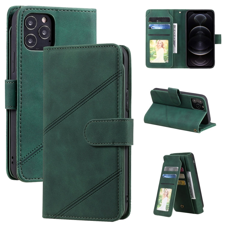 For iPhone 12 / 12 Pro Skin Feel Business Horizontal Flip PU Leather Case with Holder & Multi-Card Slots & Wallet & Lanyard & Photo Frame