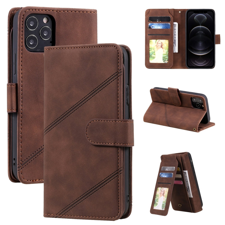 For iPhone 12 / 12 Pro Skin Feel Business Horizontal Flip PU Leather Case with Holder & Multi-Card Slots & Wallet & Lanyard & Photo Frame