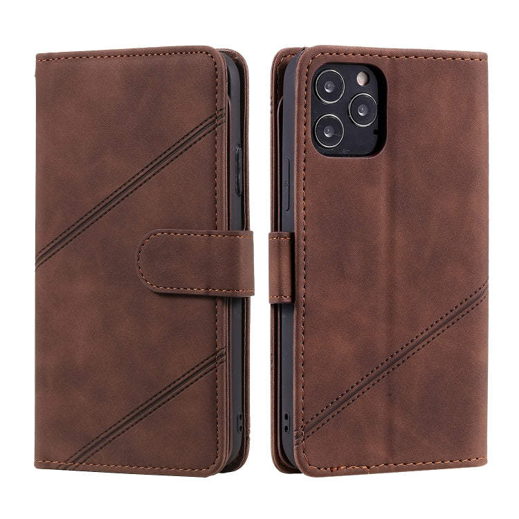 For iPhone 12 / 12 Pro Skin Feel Business Horizontal Flip PU Leather Case with Holder & Multi-Card Slots & Wallet & Lanyard & Photo Frame