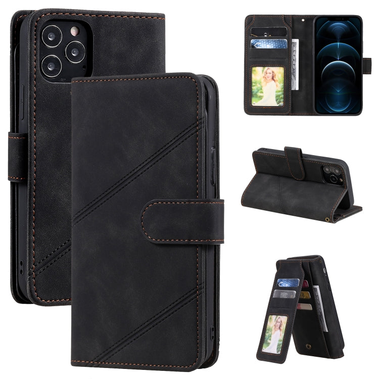 For iPhone 12 Pro Max Skin Feel Business Horizontal Flip PU Leather Case with Holder & Multi-Card Slots & Wallet & Lanyard & Photo Frame