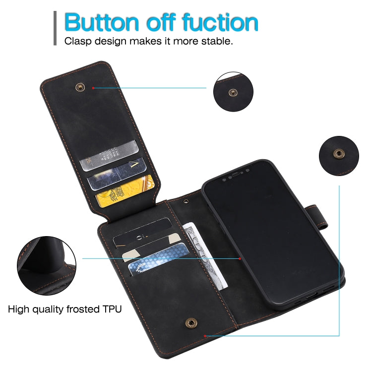 For iPhone 12 Pro Max Skin Feel Business Horizontal Flip PU Leather Case with Holder & Multi-Card Slots & Wallet & Lanyard & Photo Frame