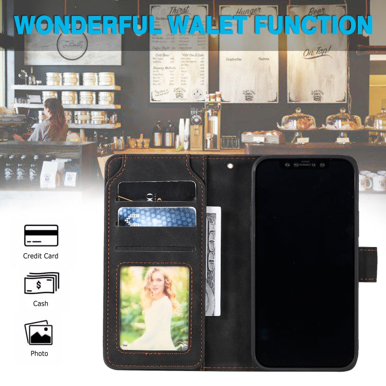 For iPhone 12 Pro Max Skin Feel Business Horizontal Flip PU Leather Case with Holder & Multi-Card Slots & Wallet & Lanyard & Photo Frame