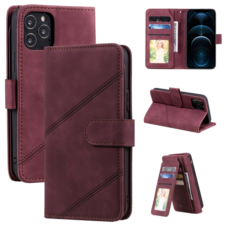 For iPhone 12 Pro Max Skin Feel Business Horizontal Flip PU Leather Case with Holder & Multi-Card Slots & Wallet & Lanyard & Photo Frame