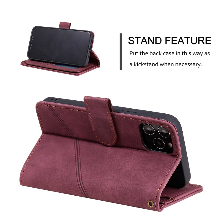 For iPhone 12 Pro Max Skin Feel Business Horizontal Flip PU Leather Case with Holder & Multi-Card Slots & Wallet & Lanyard & Photo Frame