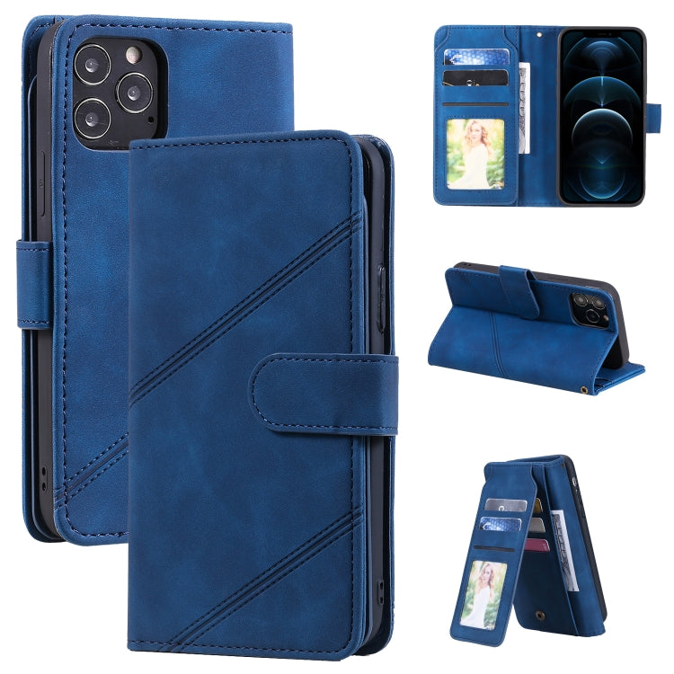 For iPhone 12 Pro Max Skin Feel Business Horizontal Flip PU Leather Case with Holder & Multi-Card Slots & Wallet & Lanyard & Photo Frame