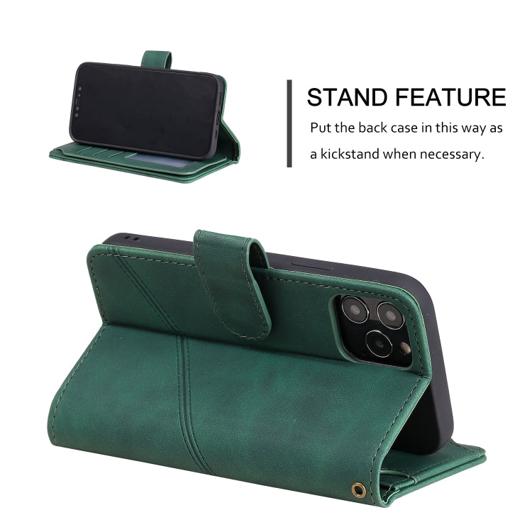 For iPhone 12 Pro Max Skin Feel Business Horizontal Flip PU Leather Case with Holder & Multi-Card Slots & Wallet & Lanyard & Photo Frame
