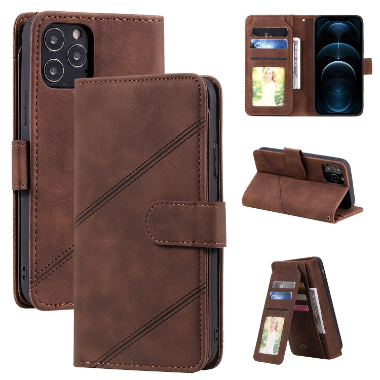 For iPhone 12 Pro Max Skin Feel Business Horizontal Flip PU Leather Case with Holder & Multi-Card Slots & Wallet & Lanyard & Photo Frame