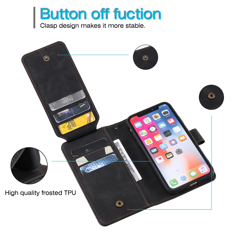 For iPhone XR Skin Feel Business Horizontal Flip PU Leather Case with Holder & Multi-Card Slots & Wallet & Lanyard & Photo Frame