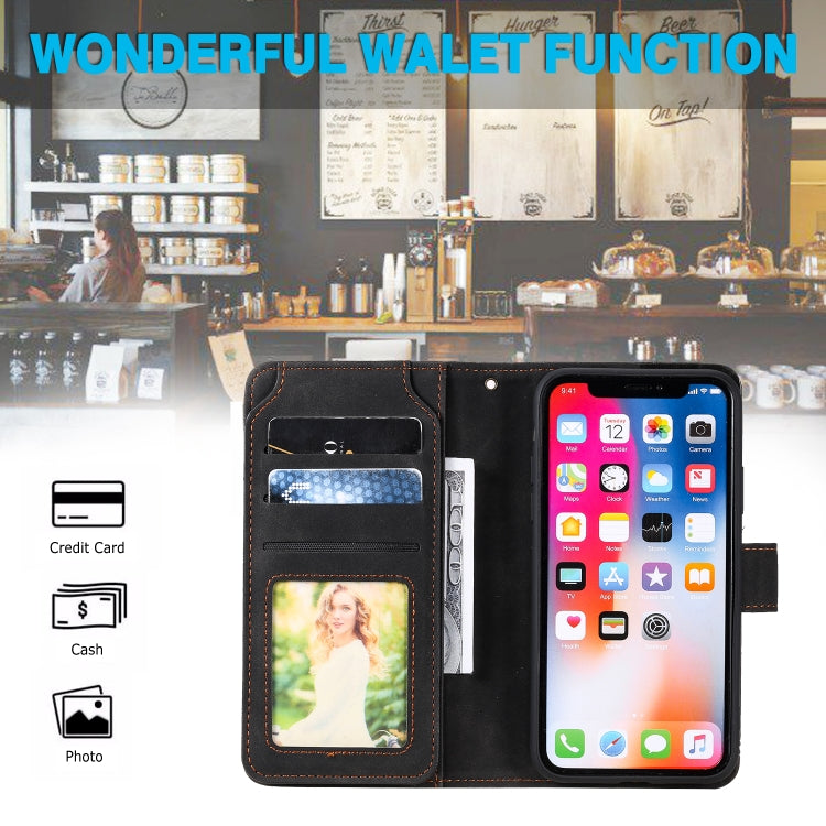 For iPhone XR Skin Feel Business Horizontal Flip PU Leather Case with Holder & Multi-Card Slots & Wallet & Lanyard & Photo Frame