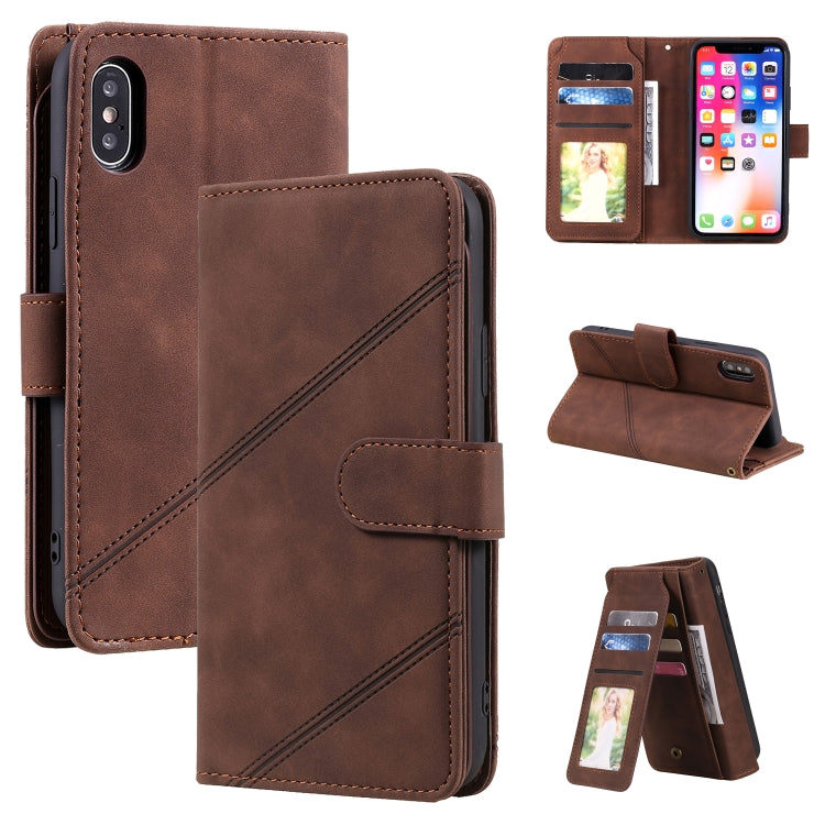 For iPhone XR Skin Feel Business Horizontal Flip PU Leather Case with Holder & Multi-Card Slots & Wallet & Lanyard & Photo Frame