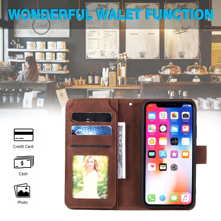 For iPhone XR Skin Feel Business Horizontal Flip PU Leather Case with Holder & Multi-Card Slots & Wallet & Lanyard & Photo Frame