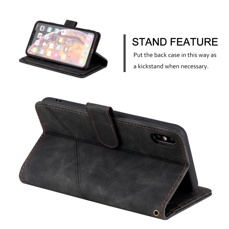 For iPhone XS Max Skin Feel Business Horizontal Flip PU Leather Case with Holder & Multi-Card Slots & Wallet & Lanyard & Photo Frame
