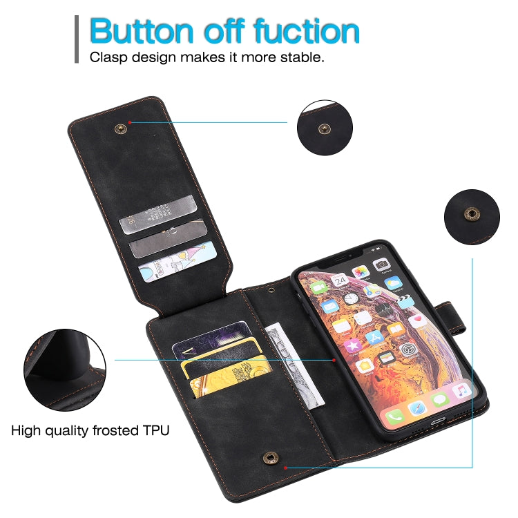 For iPhone XS Max Skin Feel Business Horizontal Flip PU Leather Case with Holder & Multi-Card Slots & Wallet & Lanyard & Photo Frame
