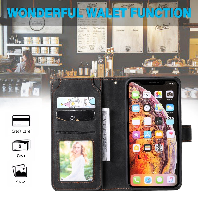 For iPhone XS Max Skin Feel Business Horizontal Flip PU Leather Case with Holder & Multi-Card Slots & Wallet & Lanyard & Photo Frame
