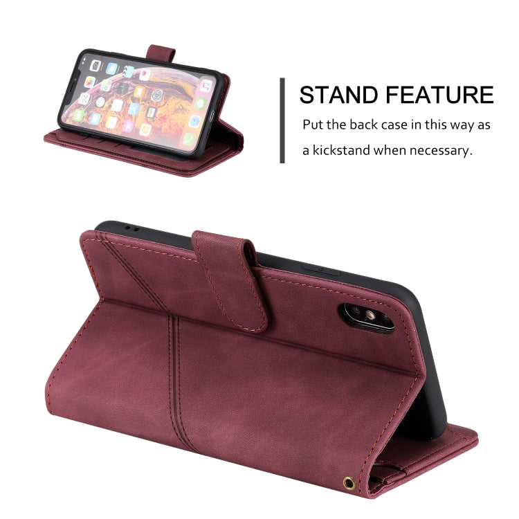 For iPhone XS Max Skin Feel Business Horizontal Flip PU Leather Case with Holder & Multi-Card Slots & Wallet & Lanyard & Photo Frame