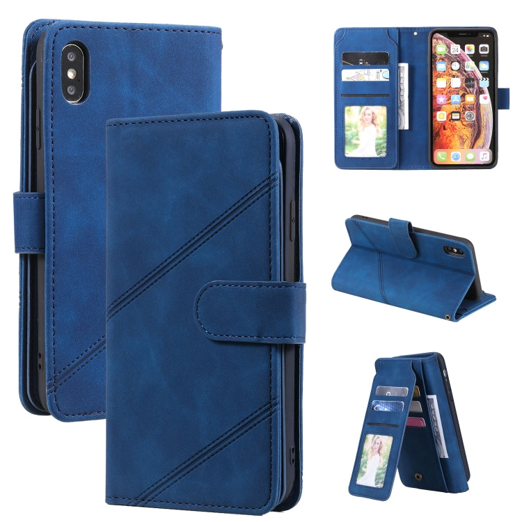 For iPhone XS Max Skin Feel Business Horizontal Flip PU Leather Case with Holder & Multi-Card Slots & Wallet & Lanyard & Photo Frame
