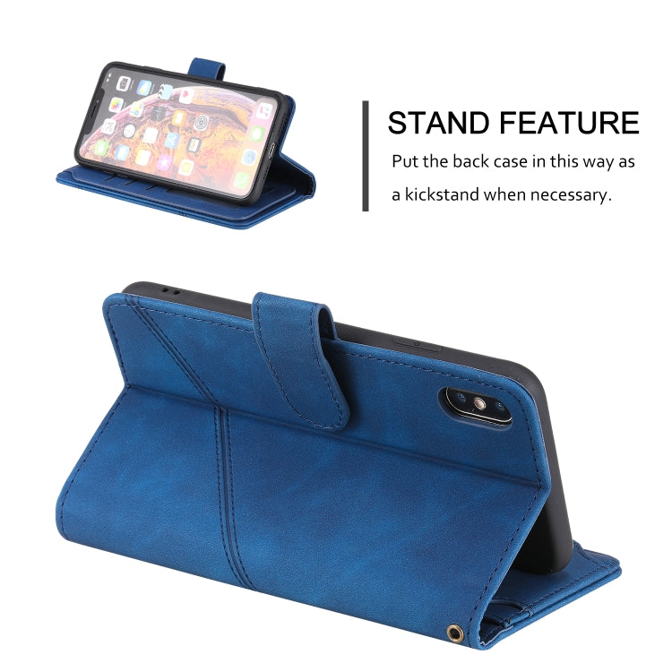 For iPhone XS Max Skin Feel Business Horizontal Flip PU Leather Case with Holder & Multi-Card Slots & Wallet & Lanyard & Photo Frame
