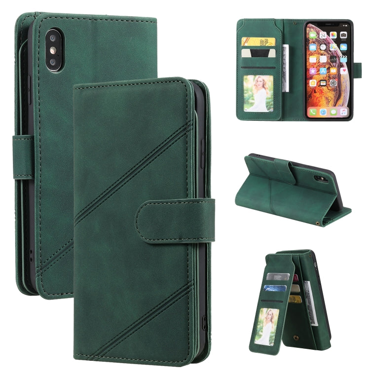 For iPhone XS Max Skin Feel Business Horizontal Flip PU Leather Case with Holder & Multi-Card Slots & Wallet & Lanyard & Photo Frame
