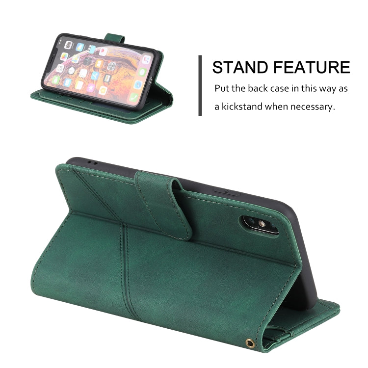 For iPhone XS Max Skin Feel Business Horizontal Flip PU Leather Case with Holder & Multi-Card Slots & Wallet & Lanyard & Photo Frame