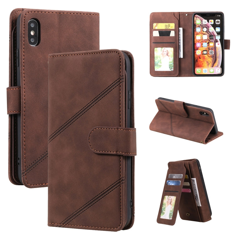 For iPhone XS Max Skin Feel Business Horizontal Flip PU Leather Case with Holder & Multi-Card Slots & Wallet & Lanyard & Photo Frame