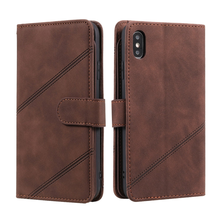 For iPhone XS Max Skin Feel Business Horizontal Flip PU Leather Case with Holder & Multi-Card Slots & Wallet & Lanyard & Photo Frame