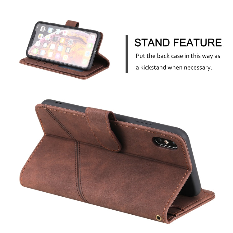 For iPhone XS Max Skin Feel Business Horizontal Flip PU Leather Case with Holder & Multi-Card Slots & Wallet & Lanyard & Photo Frame