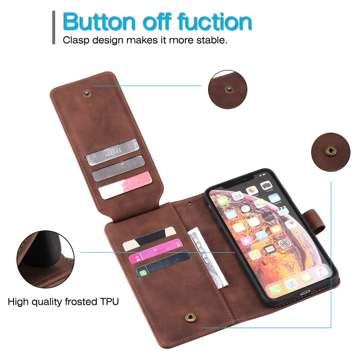 For iPhone XS Max Skin Feel Business Horizontal Flip PU Leather Case with Holder & Multi-Card Slots & Wallet & Lanyard & Photo Frame